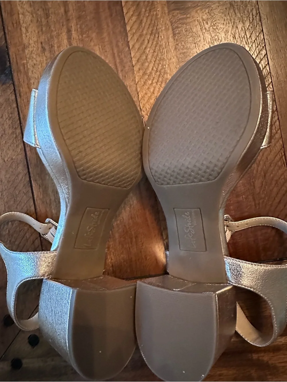 Life Stride Gold Metallic Platform Block Heel Sandals